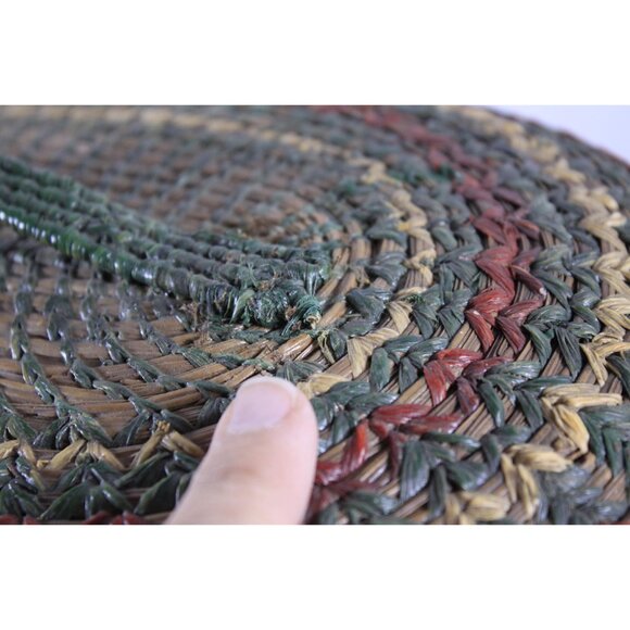 Vintage woven pine needle basket, natural fibre arts sewing basket, lidded - Picture 10 of 10